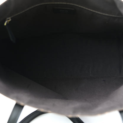 Fendi Glazed Fabric Vitello Century FF 1974 Stamp Patch Shopping Tote Mogano Panna Black 5 of 10