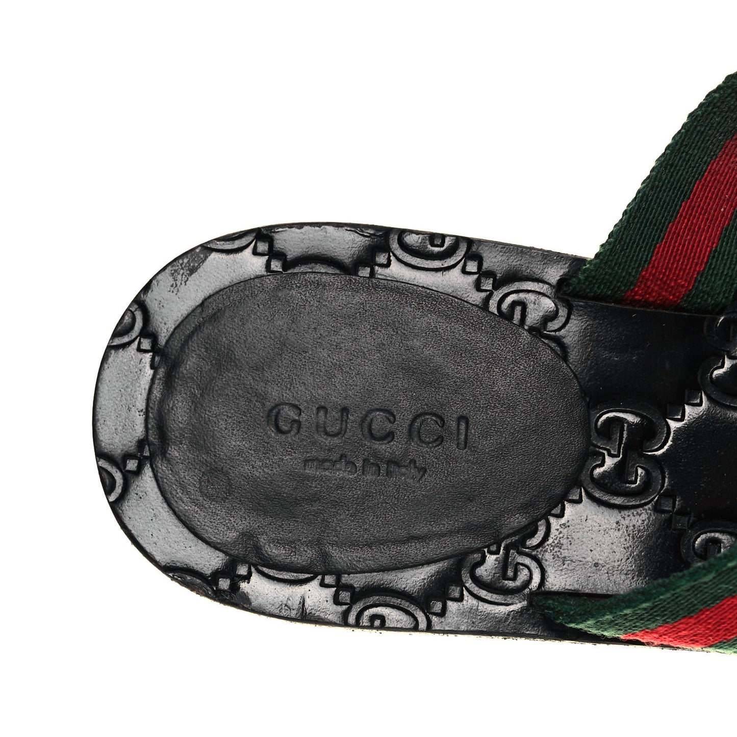 Nylon Guccissima Web Womens Thong Sandals 35.5 Green Red Black
