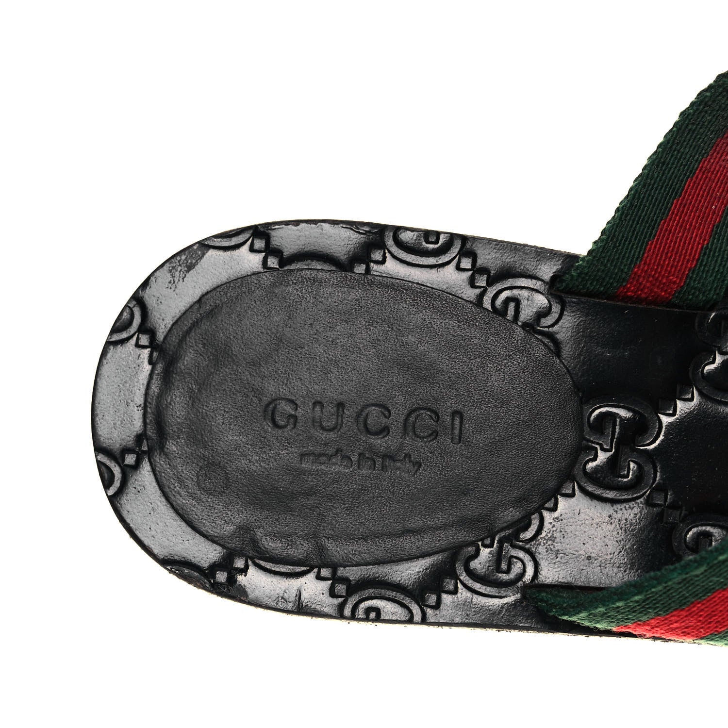 Gucci Nylon Guccissima Web Womens Thong Sandals 35.5 Green Red Black 7 of 8