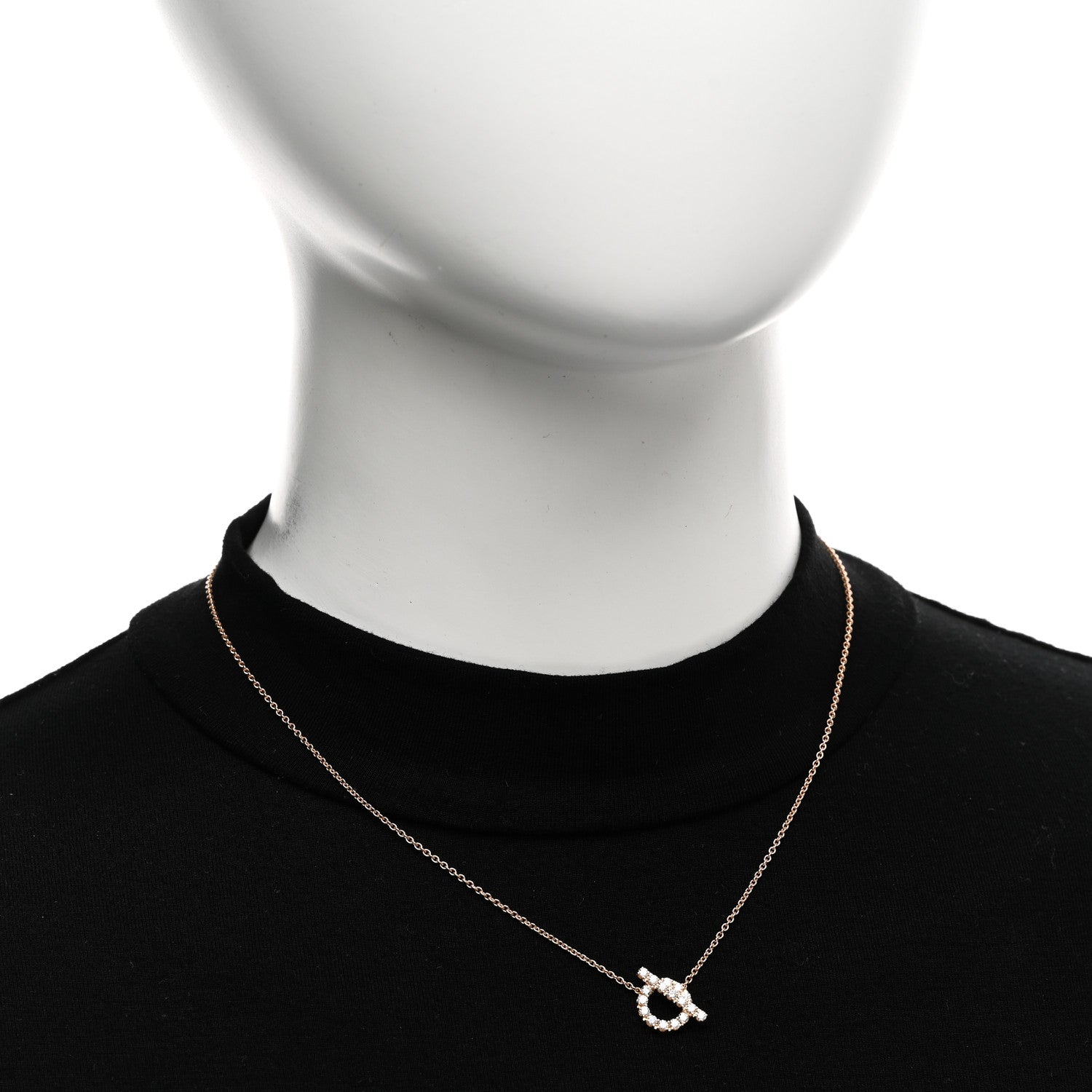 Hermes 18K Rose Gold Diamond Finesse Pendant Necklace 2 of 6