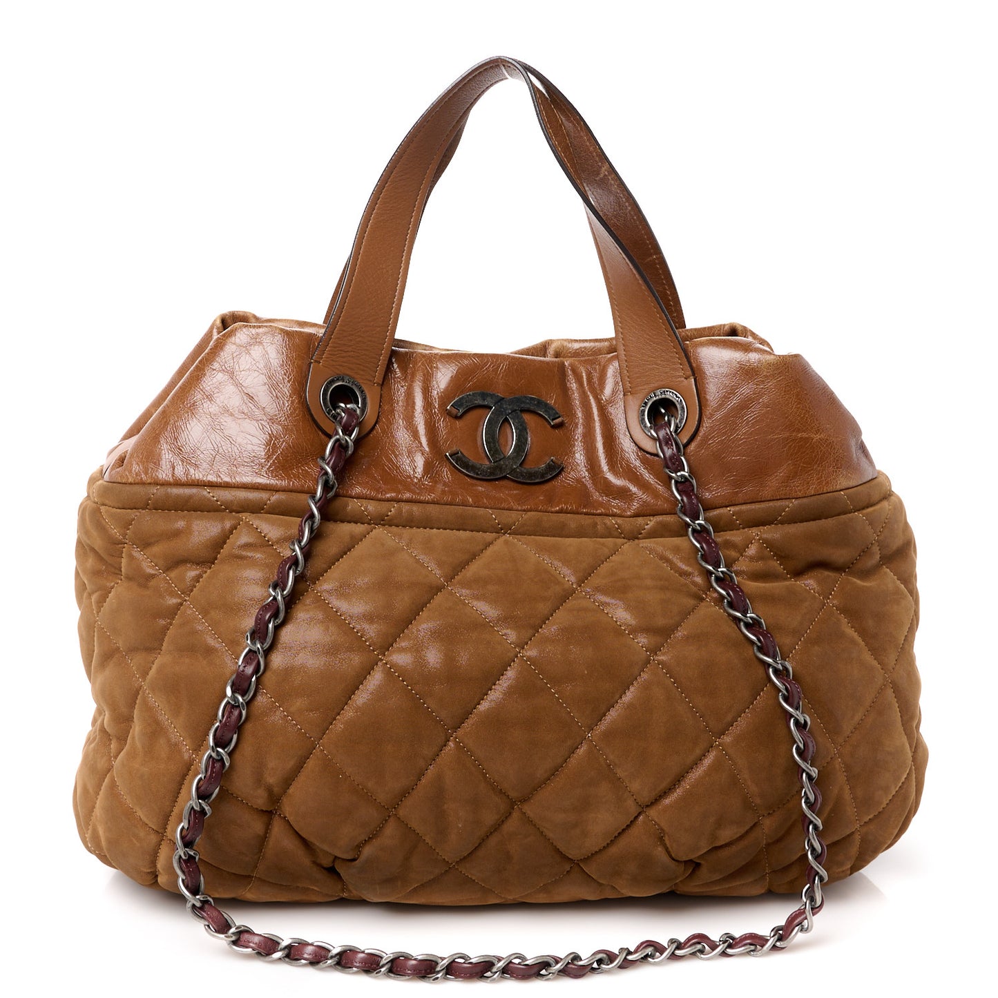 Iridescent Calfskin Small In The Mix Tote Light Brown