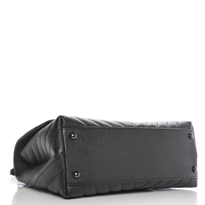 Chanel Caviar Chevron Quilted Small Coco Handle Flap So Black 4 of 8