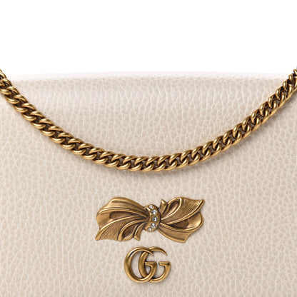 Gucci Calfskin GG Marmont Bow Chain Wallet White 11 of 11