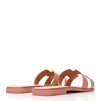 Hermes Box Calfskin Oran Sandals 39 Granite Rose 4 of 9