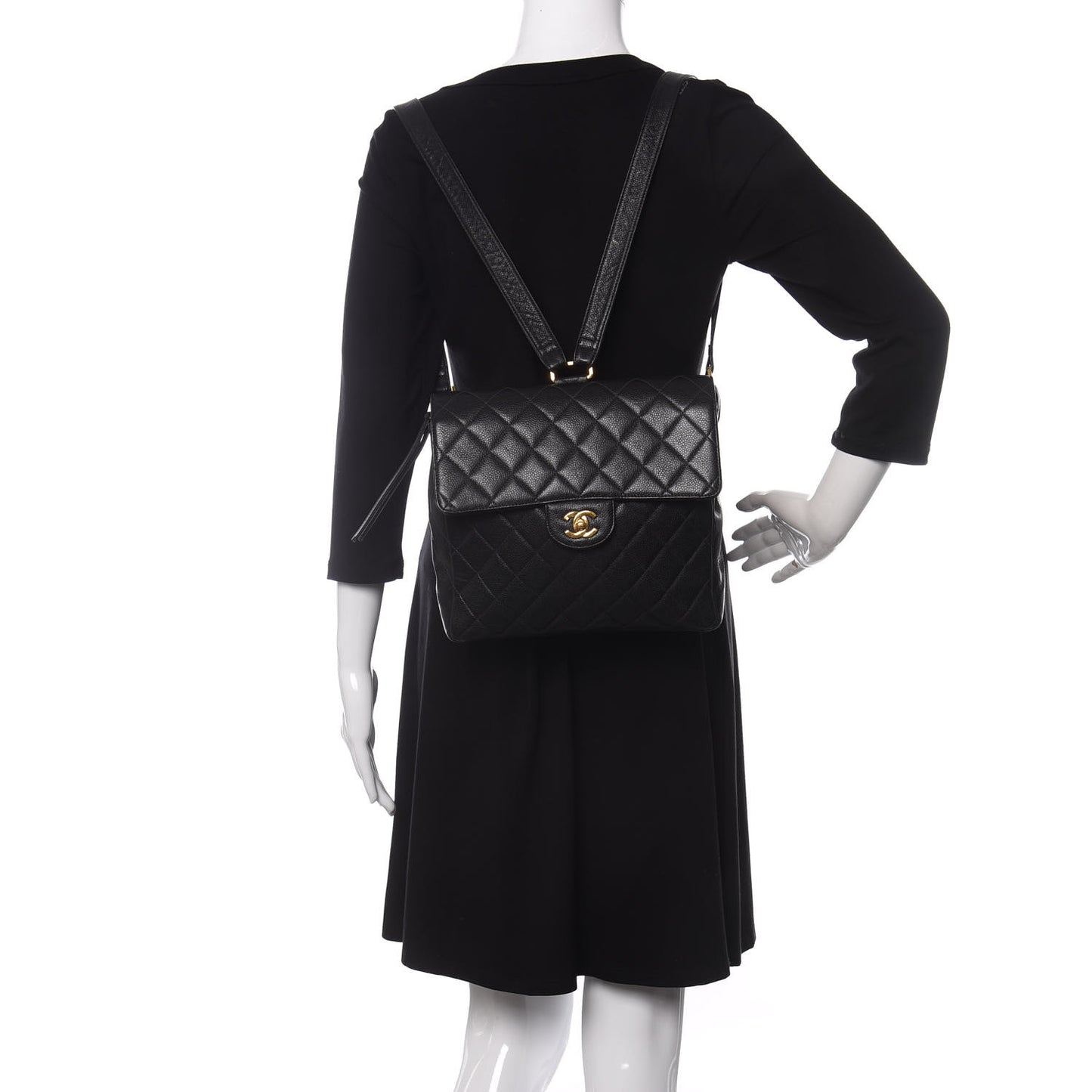 Caviar Quilted Backpack Black