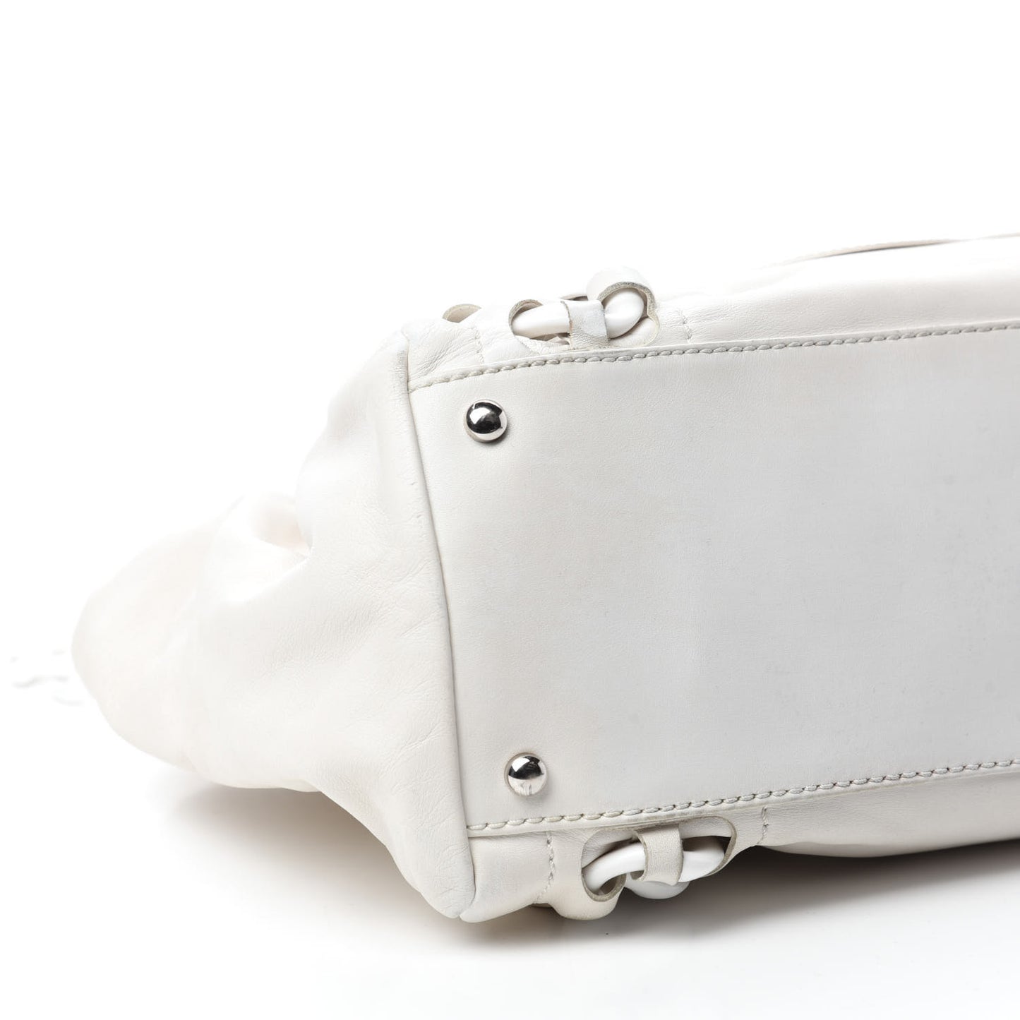 Calfskin Modern Chain Rhodoid East West Tote White