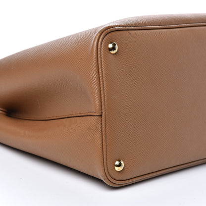 Prada Saffiano Cuir Large Double Bag Caramel Fuoco 7 of 12
