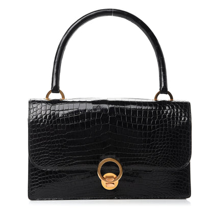 Hermes Shiny Porosus Crocodile Sac Boutonniere Black 1 of 17