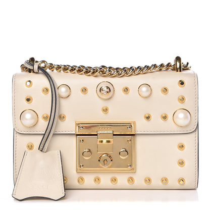 Gucci Calfskin Studded Small Padlock Shoulder Bag White 1 of 10