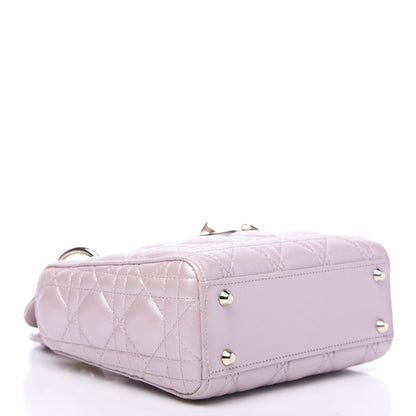 Christian Dior Metallic Lambskin Cannage Mini Lady Dior Lotus 3 of 9