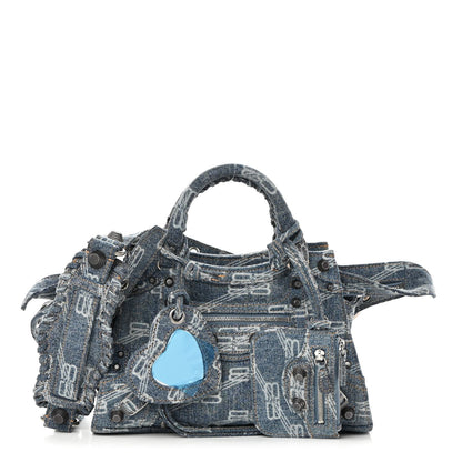 Balenciaga Denim BB Monogram Neo Cagole Handbag XS Blue 1 of 10