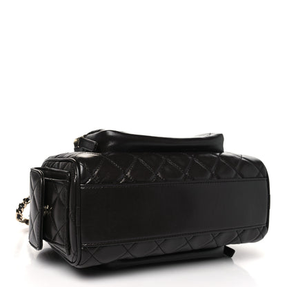 Chanel Shiny Crumpled Lambskin Quilted Medium Preppy Pocket Camera Case Dark Brown 4 of 11