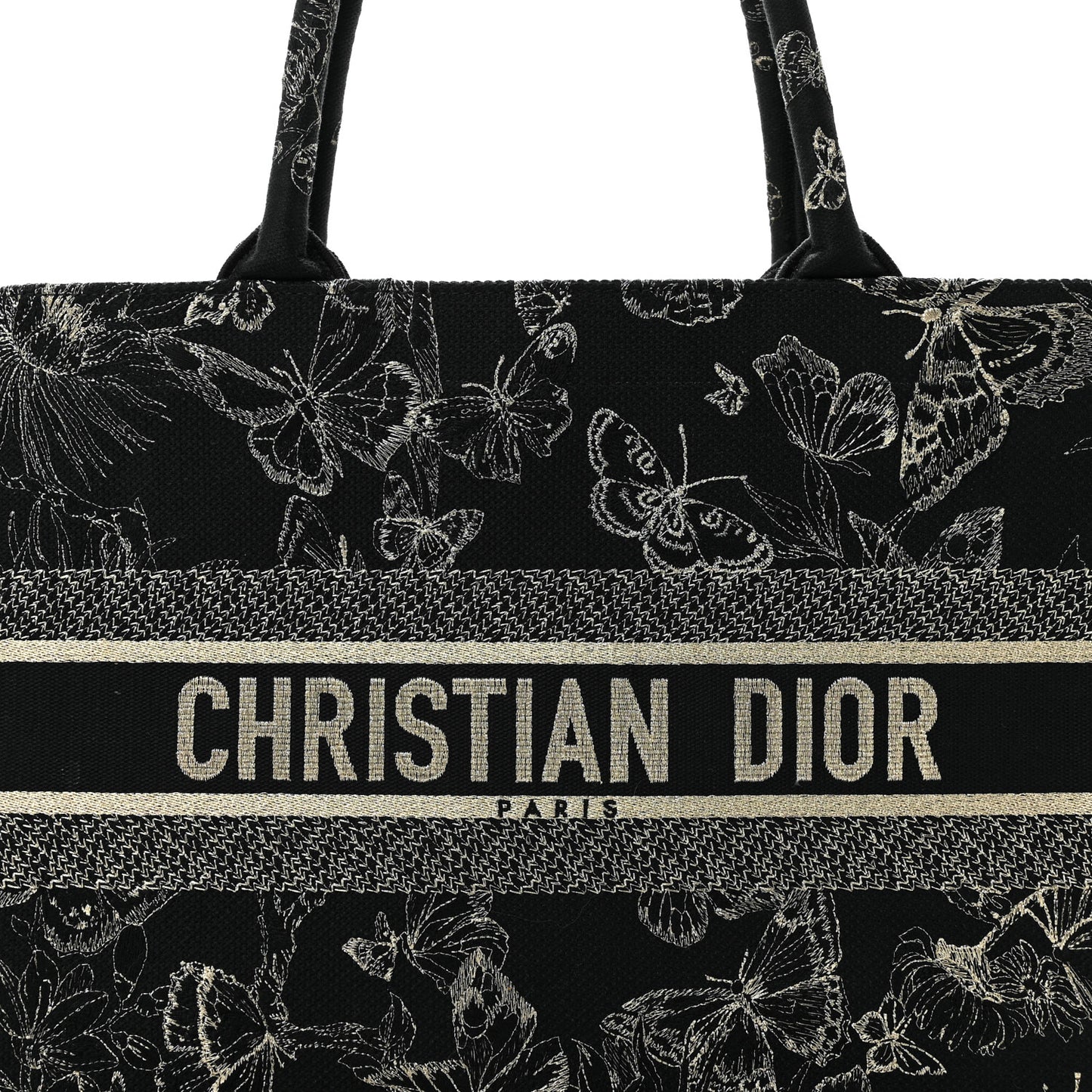 Canvas Embroidered Medium New York Butterfly Book Tote Black