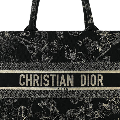 Christian Dior Canvas Embroidered Medium New York Butterfly Book Tote Black 8 of 12