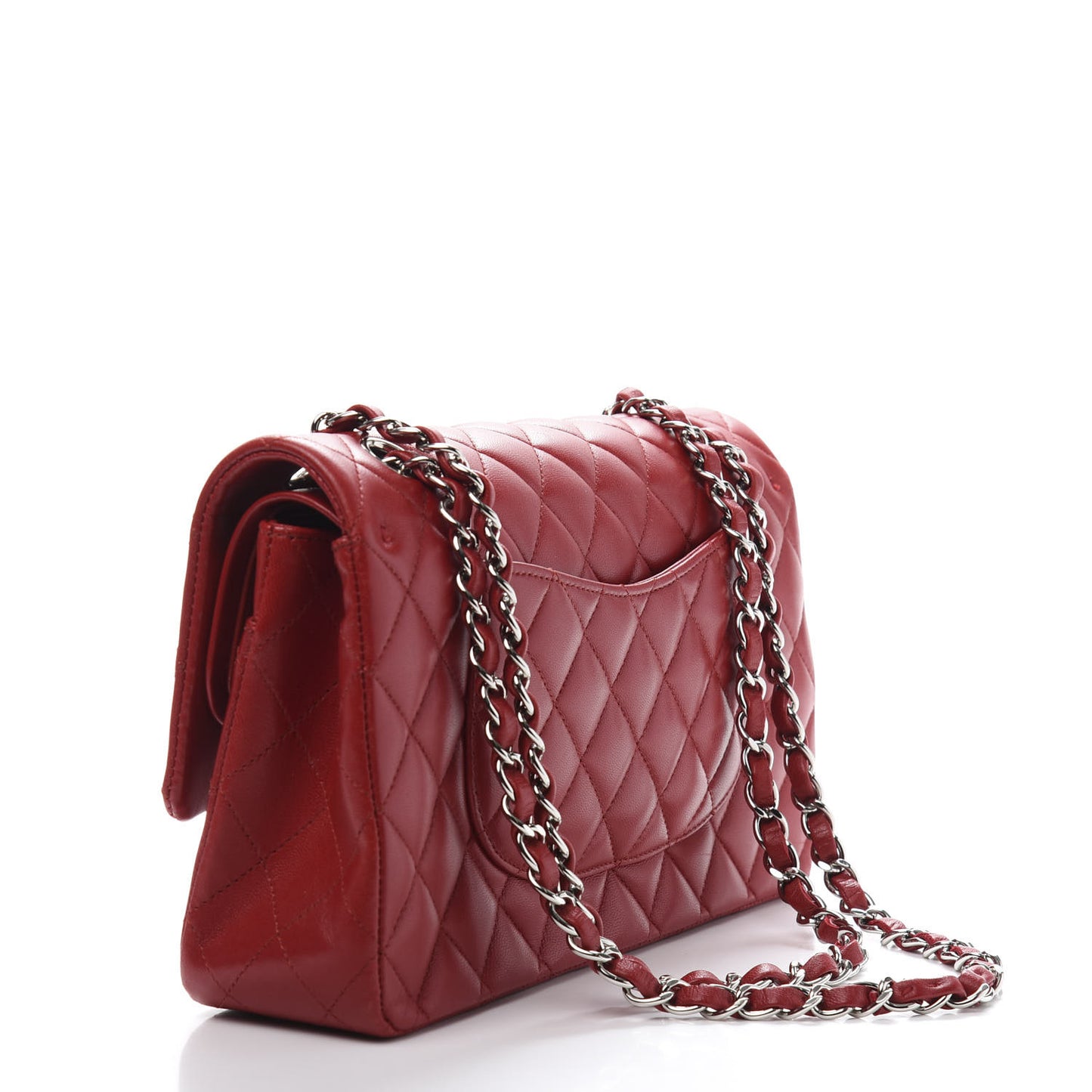 Lambskin Quilted Medium Double Flap Red