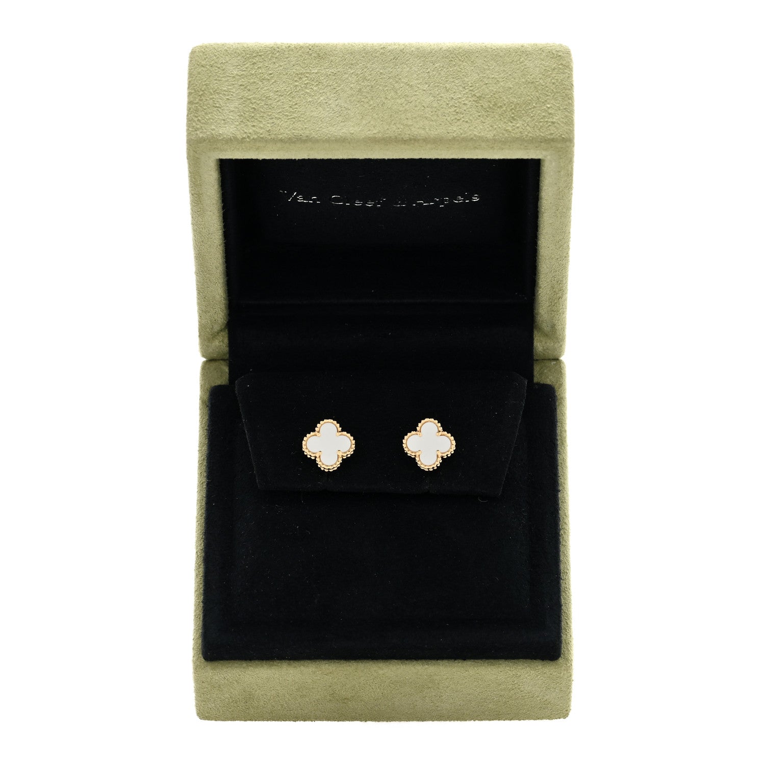 Van Cleef & Arpels 18K Yellow Gold Mother of Pearl Sweet Alhambra Earrings 5 of 5
