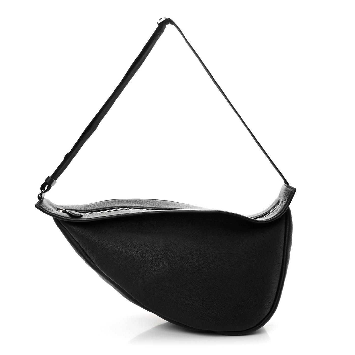 Grained Calfskin Large Slouchy Banana Bag Black