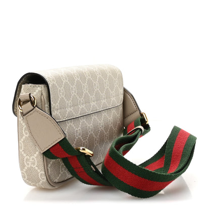 Gucci GG Supreme Monogram Textured Dollar Calfskin Web Mini Ophidia Envelope Shoulder Bag Beige Mystic White Oatmeal 3 of 11