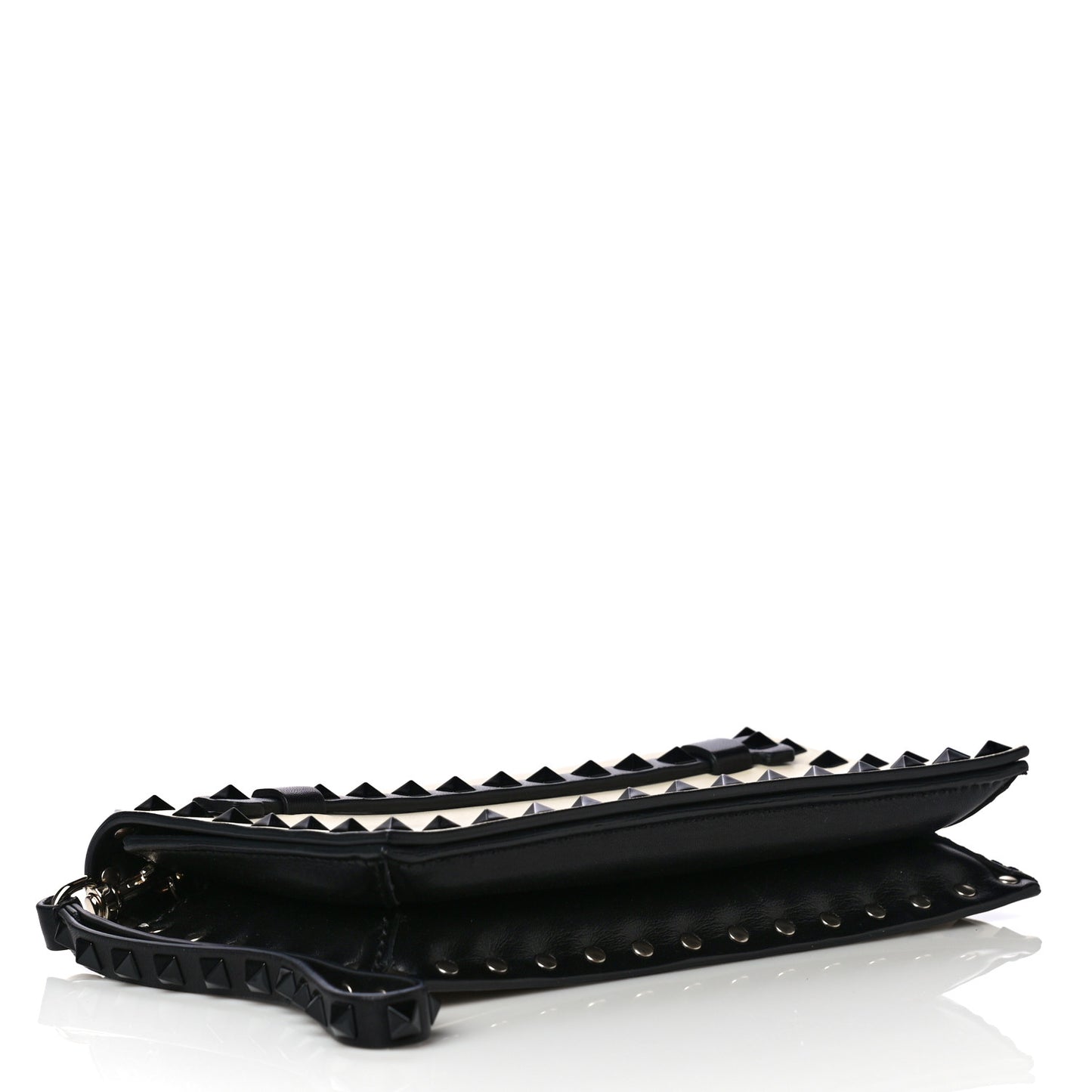 Nappa Small Rockstud Wristlet Clutch Light Ivory Black