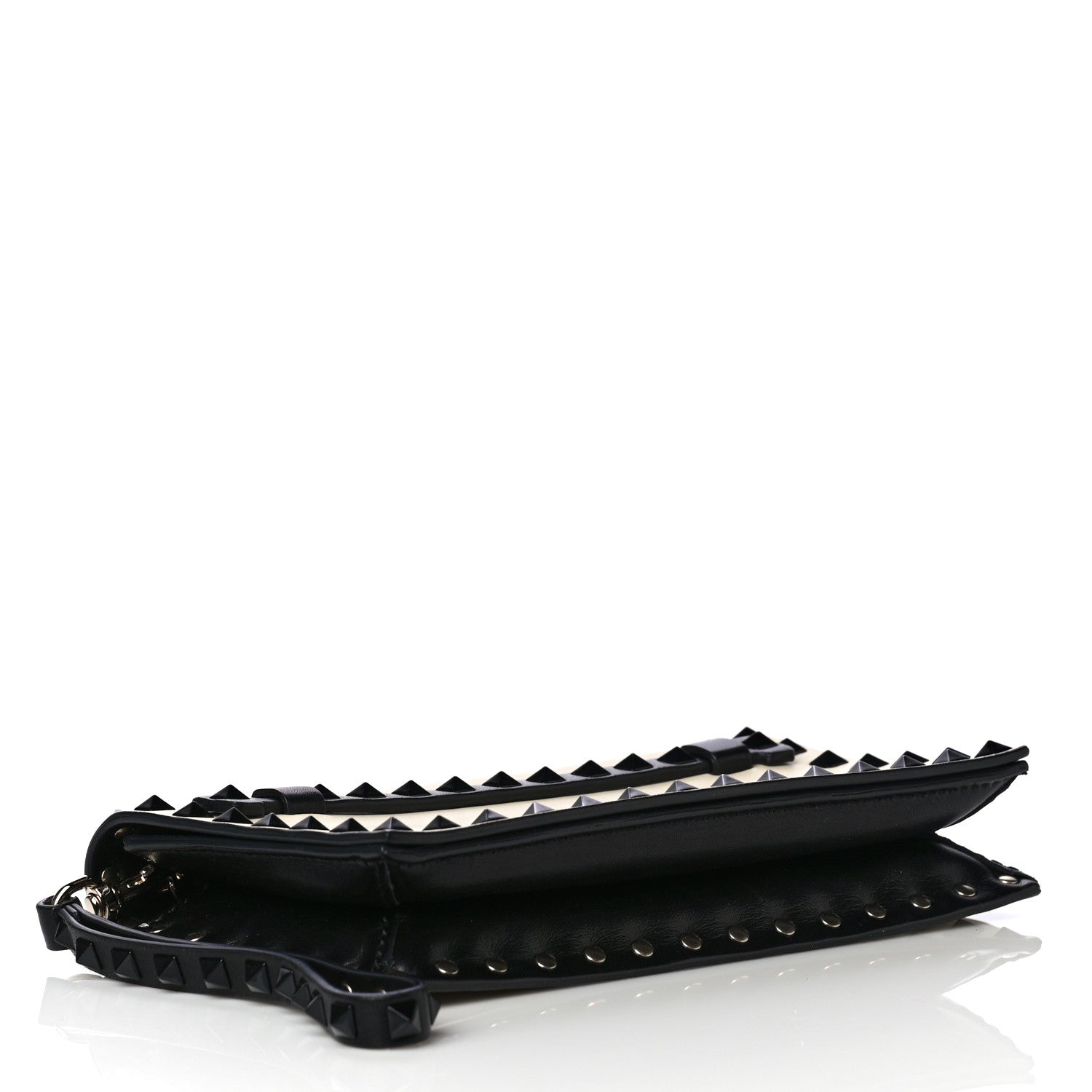 Valentino Garavani Nappa Small Rockstud Wristlet Clutch Light Ivory Black 6 of 10