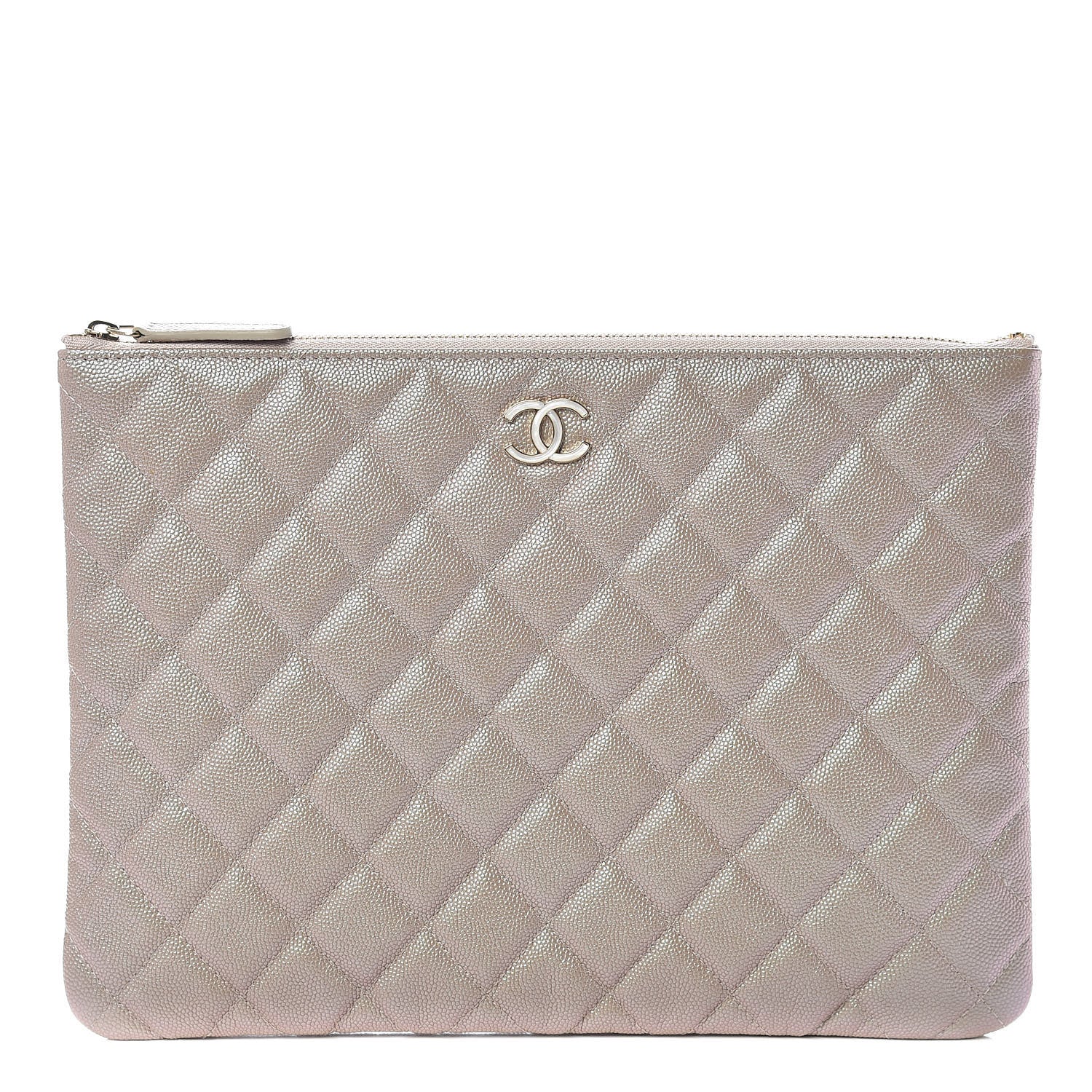 Chanel Iridescent Caviar Quilted Medium Cosmetic Case Beige 1 of 8
