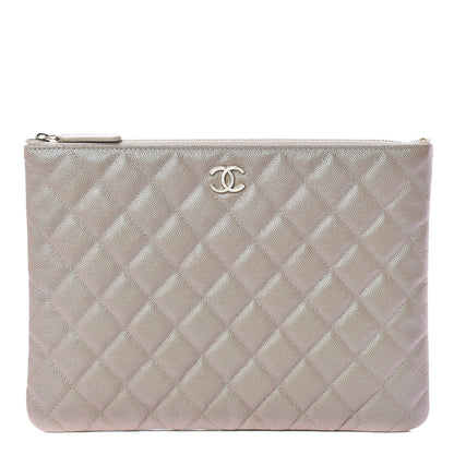Chanel Iridescent Caviar Quilted Medium Cosmetic Case Beige 1 of 8