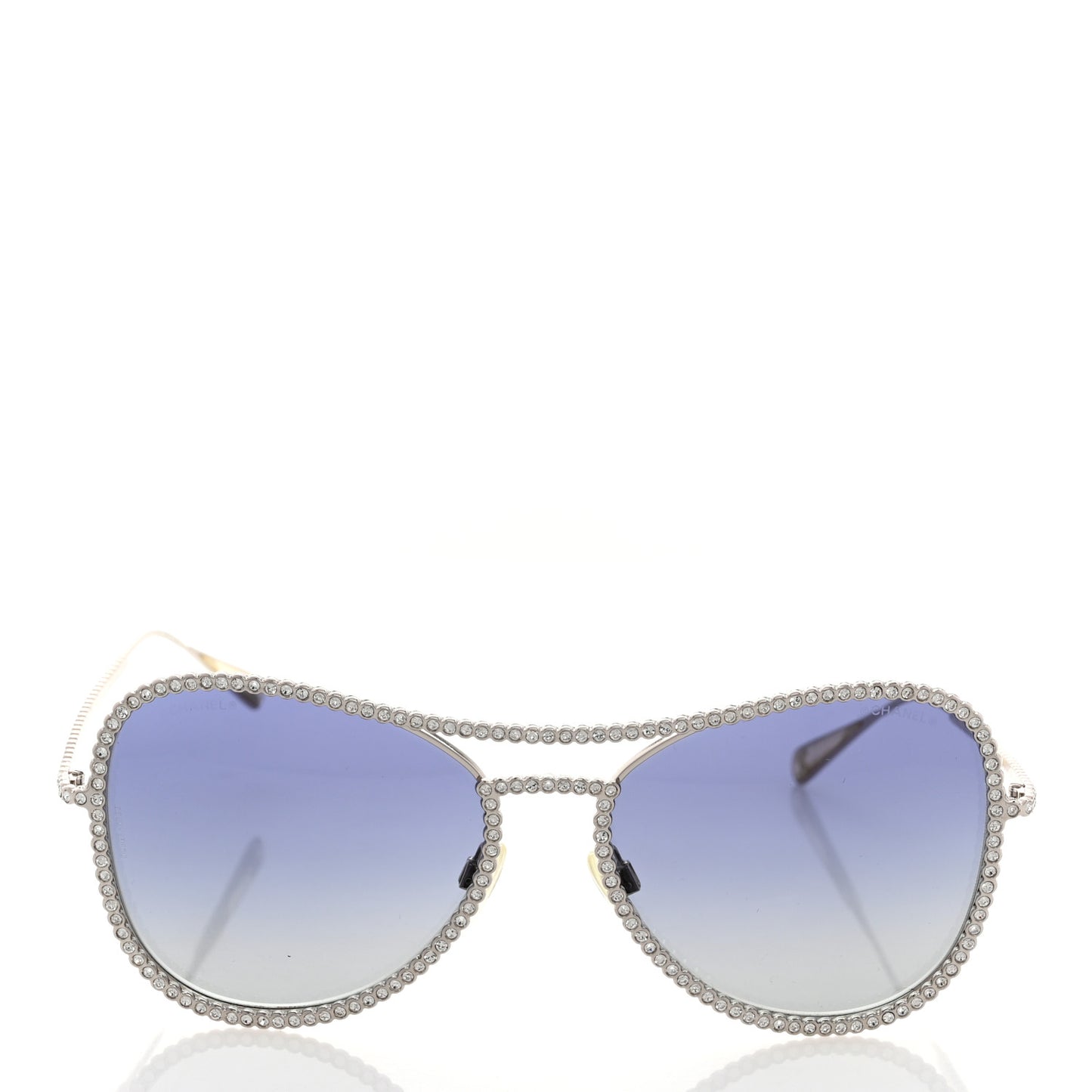 Crystal Aviator Sunglasses 4121-B Silver