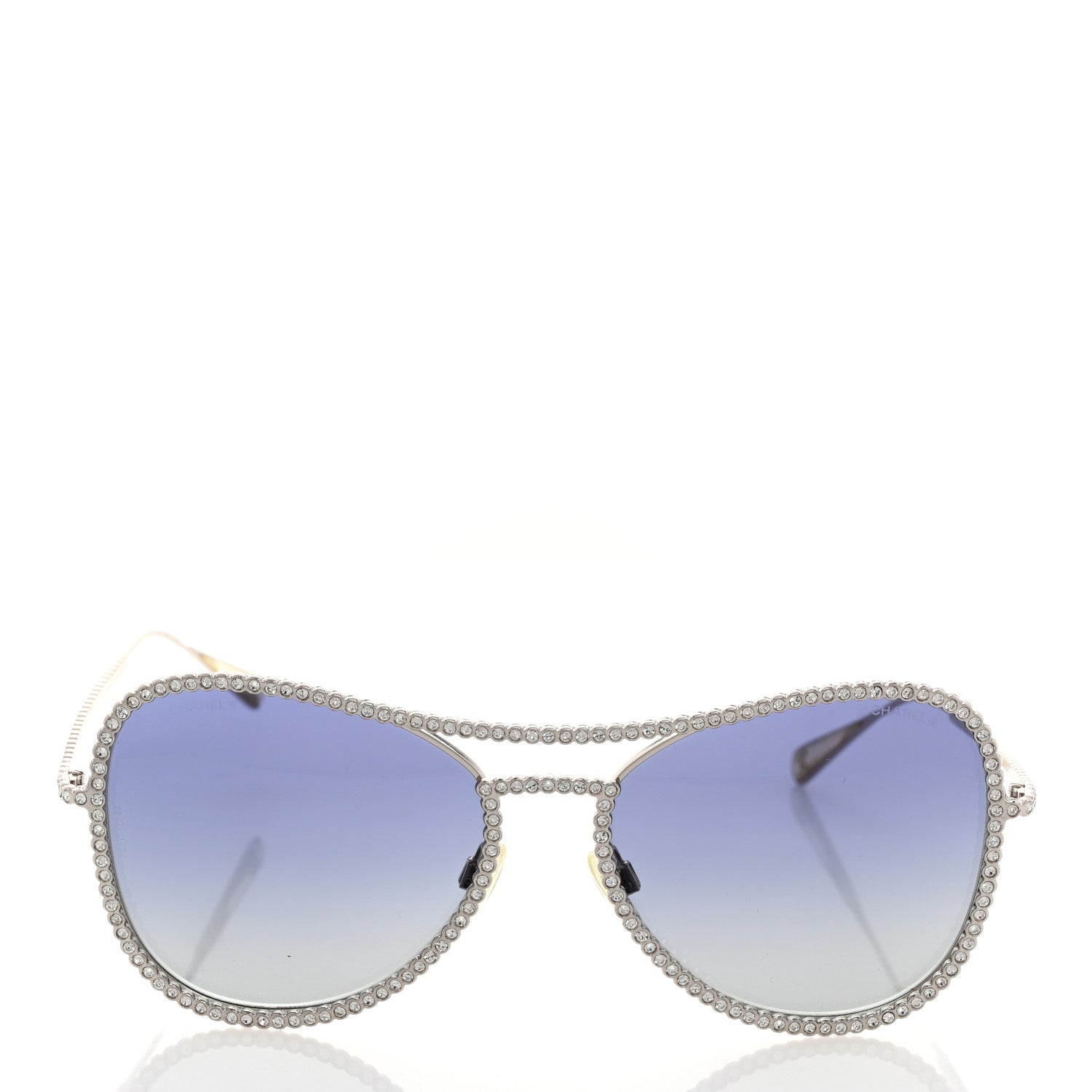 Chanel Crystal Aviator Sunglasses 4121-B Silver 2 of 7