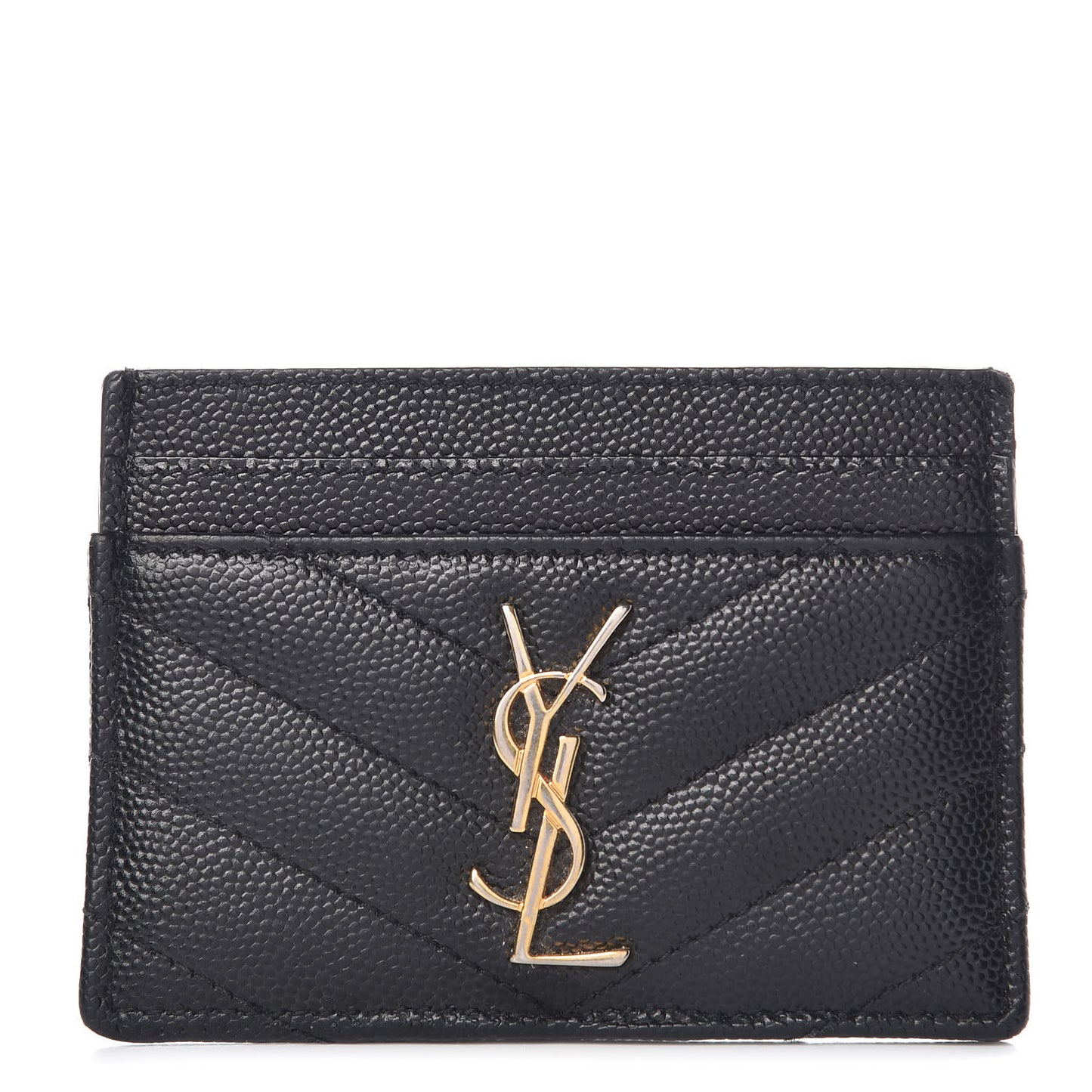 Grain De Poudre Matelasse Chevron Monogram Credit Card Case Black