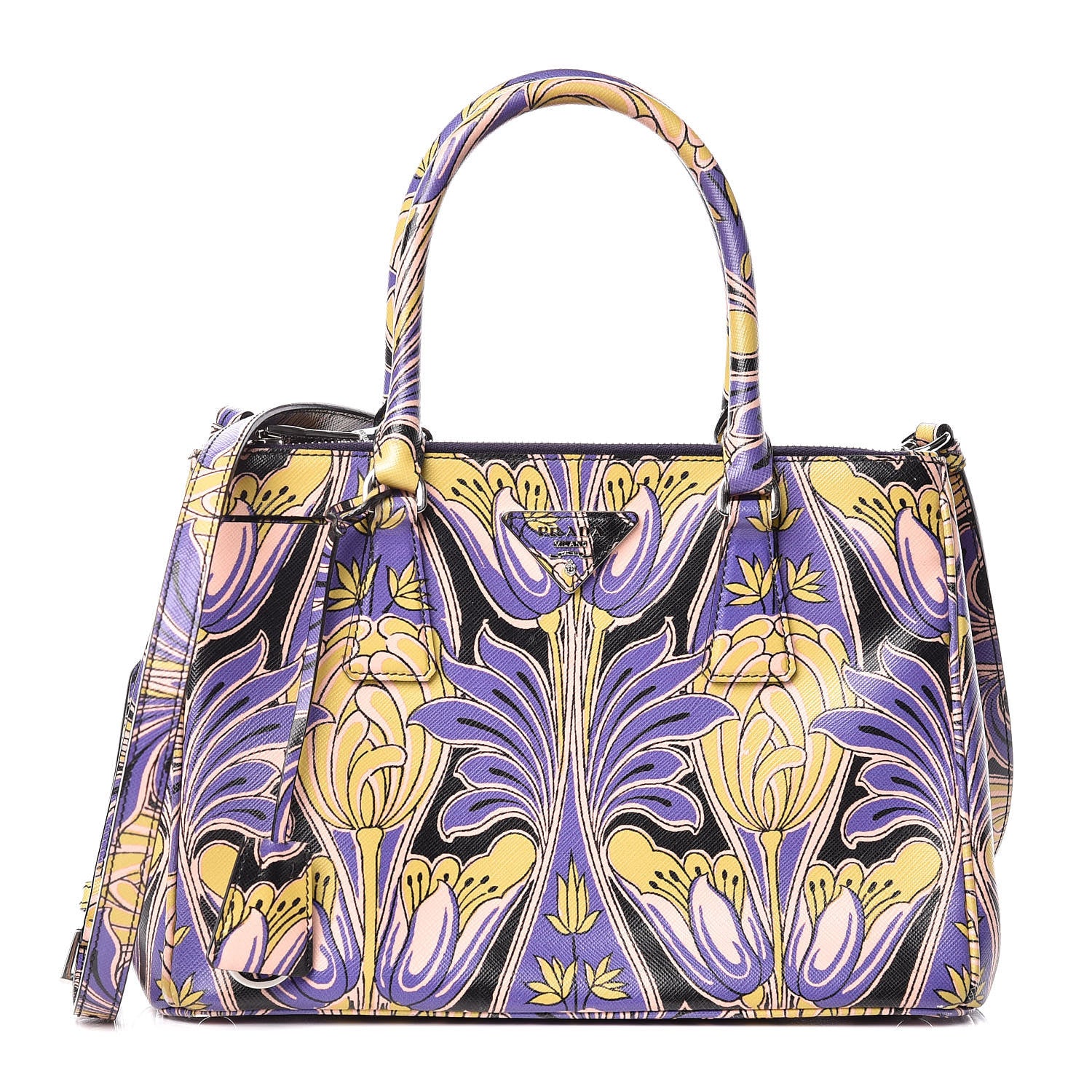 Prada Saffiano Tulip Print Small Galleria Double Zip Tote 1 of 10