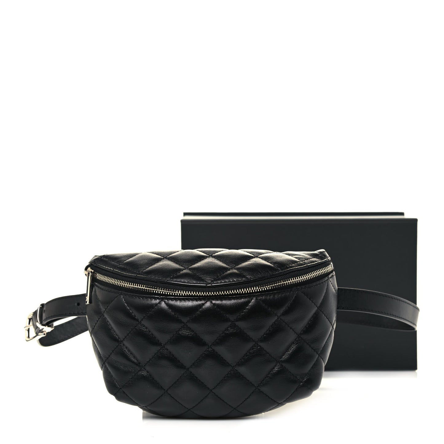 Calfskin Quilted Waist Belt Bag Black