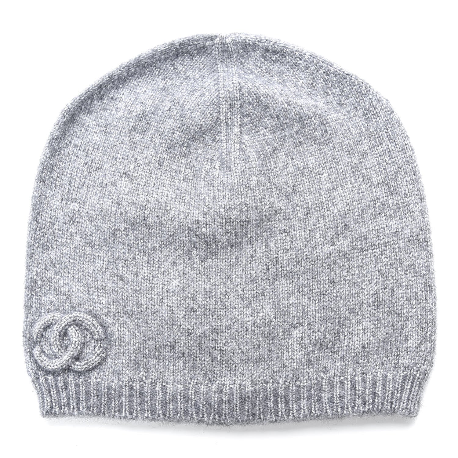 Chanel Cashmere Blend CC Beanie Hat Grey 1 of 5
