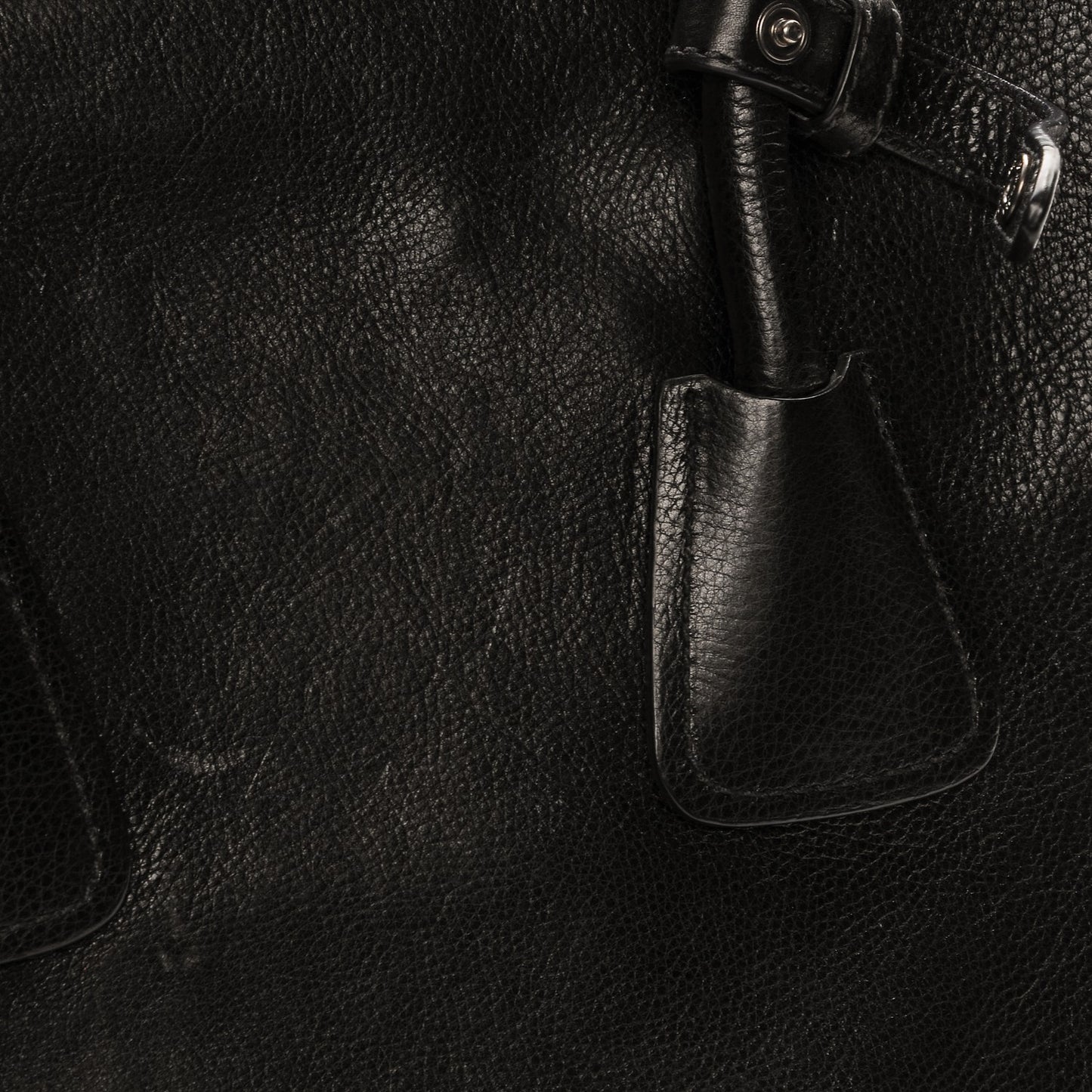 Glace Calf Twin Pocket Tote Nero Black
