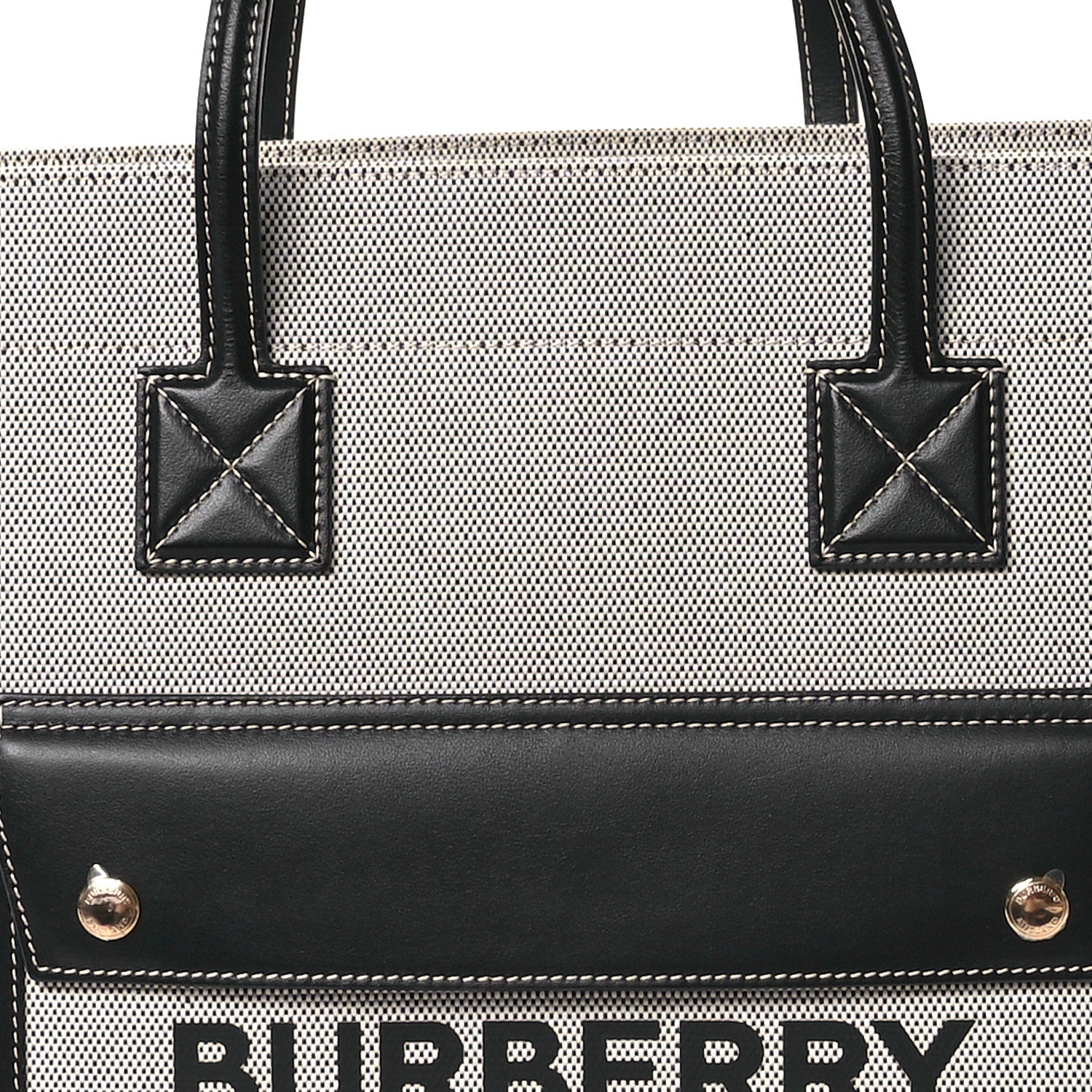 Burberry Canvas Smooth Calfskin Medium Two Tone Freya Tote Black 8 of 10