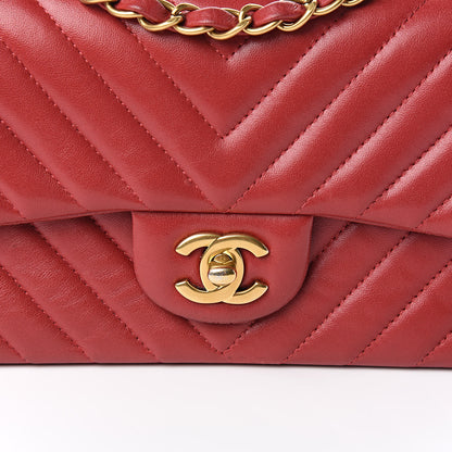 Chanel Lambskin Chevron Quilted Mini Rectangular Flap Red 13 of 13