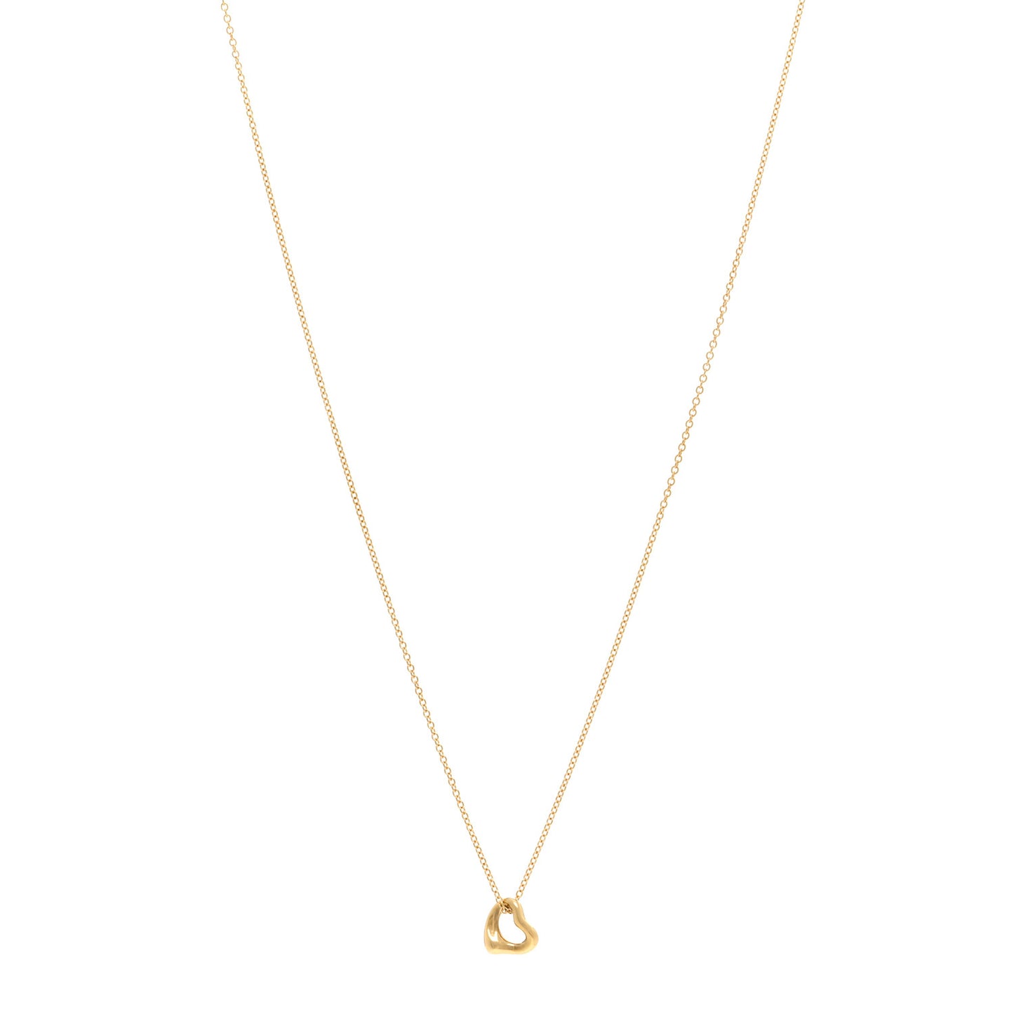 18K Yellow Gold 7mm Elsa Peretti Open Heart Pendant Necklace