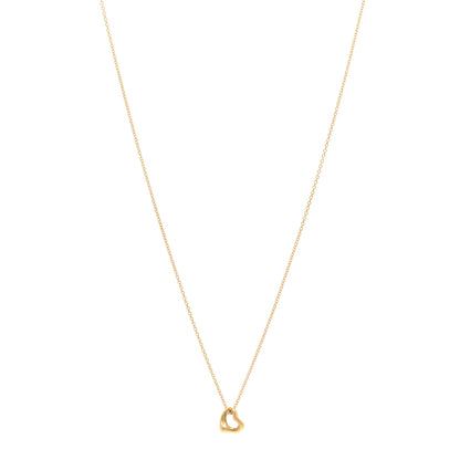 Tiffany 18K Yellow Gold 7mm Elsa Peretti Open Heart Pendant Necklace 1 of 4