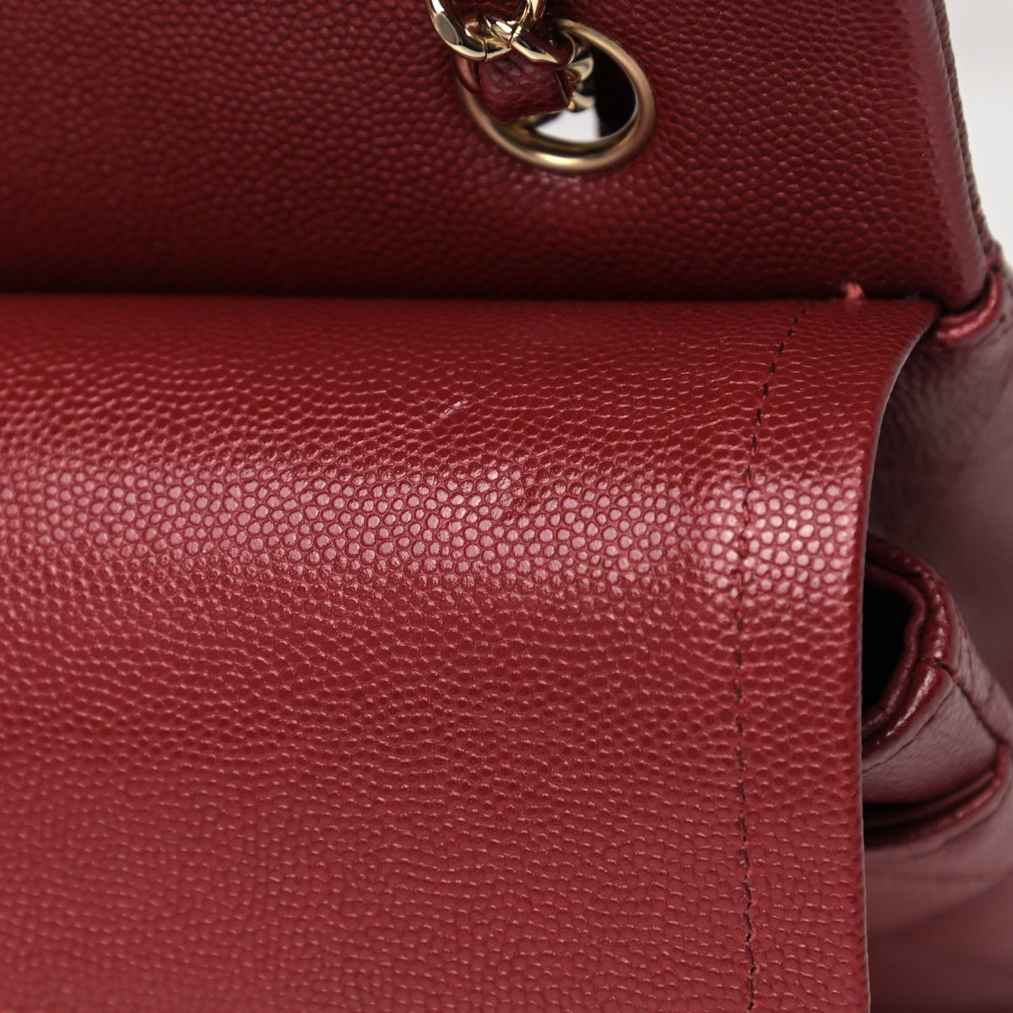 Caviar Quilted Small Double Flap Burgundy