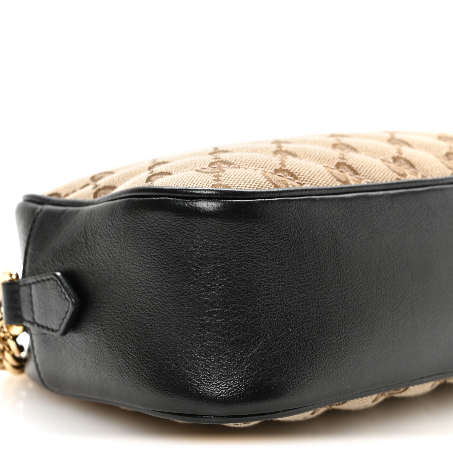 Gucci Monogram Matelasse Diagonal Small GG Marmont Chain Shoulder Bag Beige Black 8 of 10