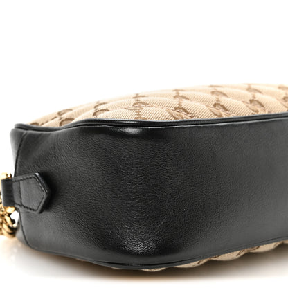 Gucci Monogram Matelasse Diagonal Small GG Marmont Chain Shoulder Bag Beige Black 8 of 10