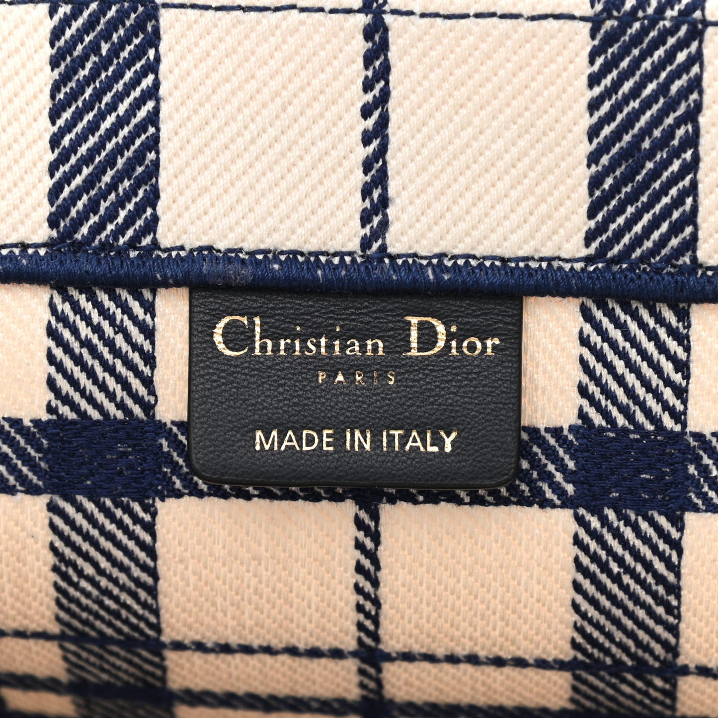 Canvas Embroidered Large Check'n'Dior Book Tote Blue