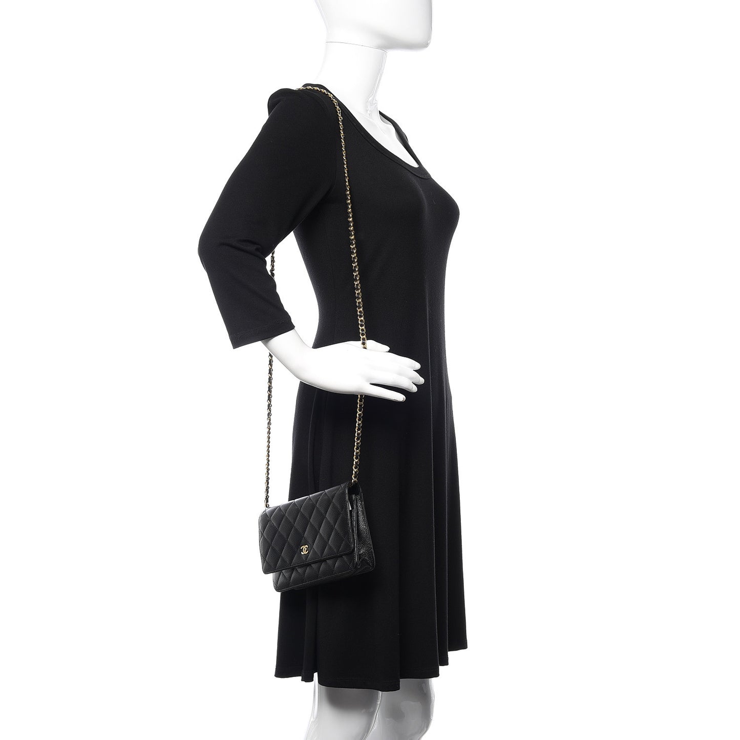 Caviar Quilted Wallet On Chain WOC Black