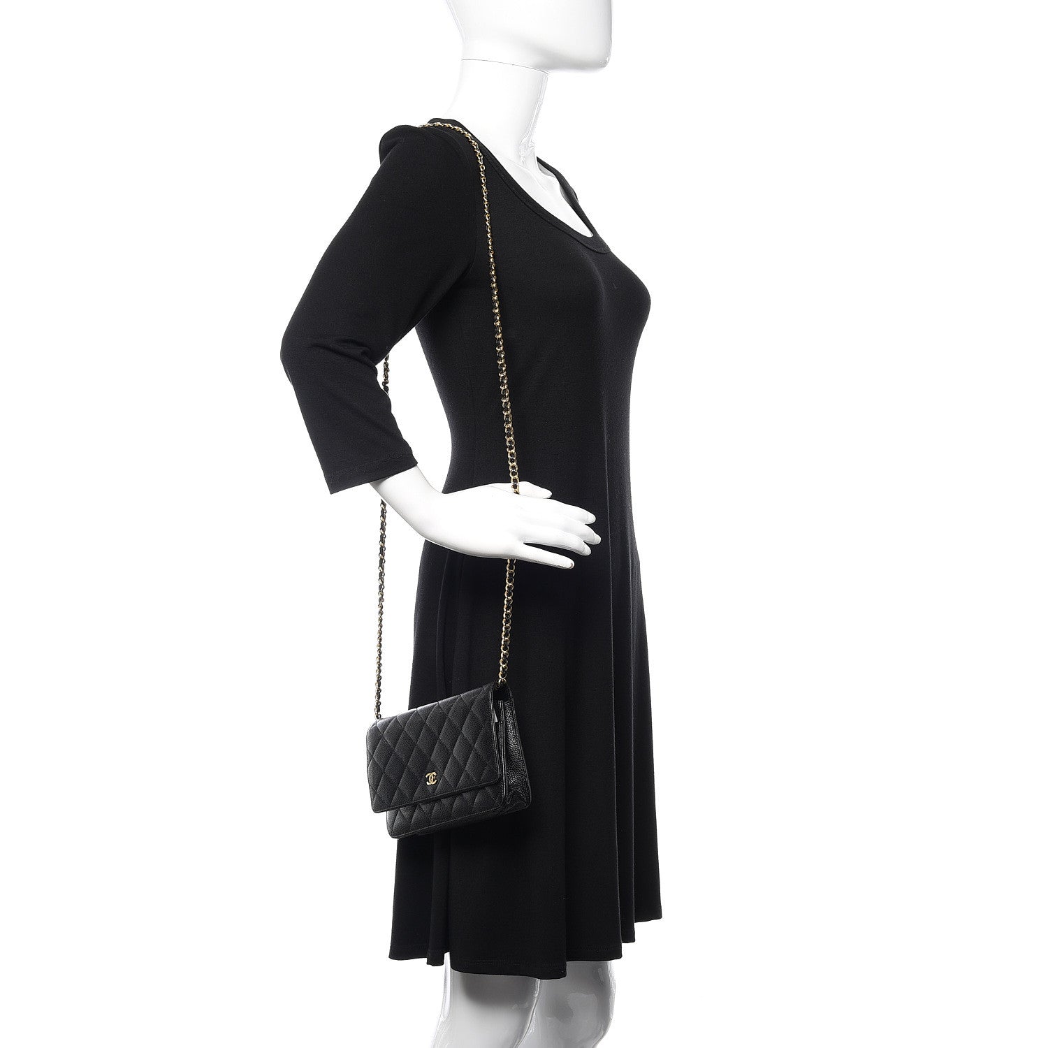 Chanel Caviar Quilted Wallet On Chain WOC Black 2 of 12