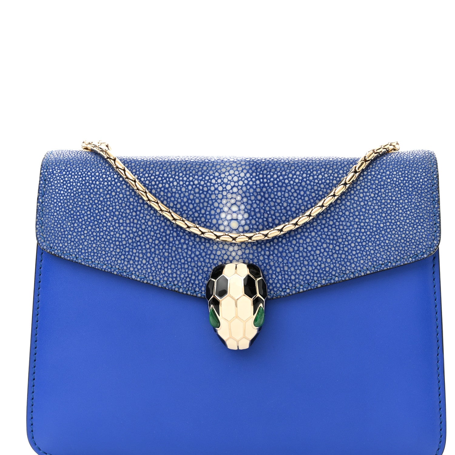 Bulgari Galuchat Calfskin Serpenti Forever Crossbody Bag Blue 7 of 10