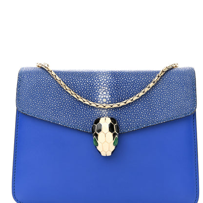 Bulgari Galuchat Calfskin Serpenti Forever Crossbody Bag Blue 7 of 10