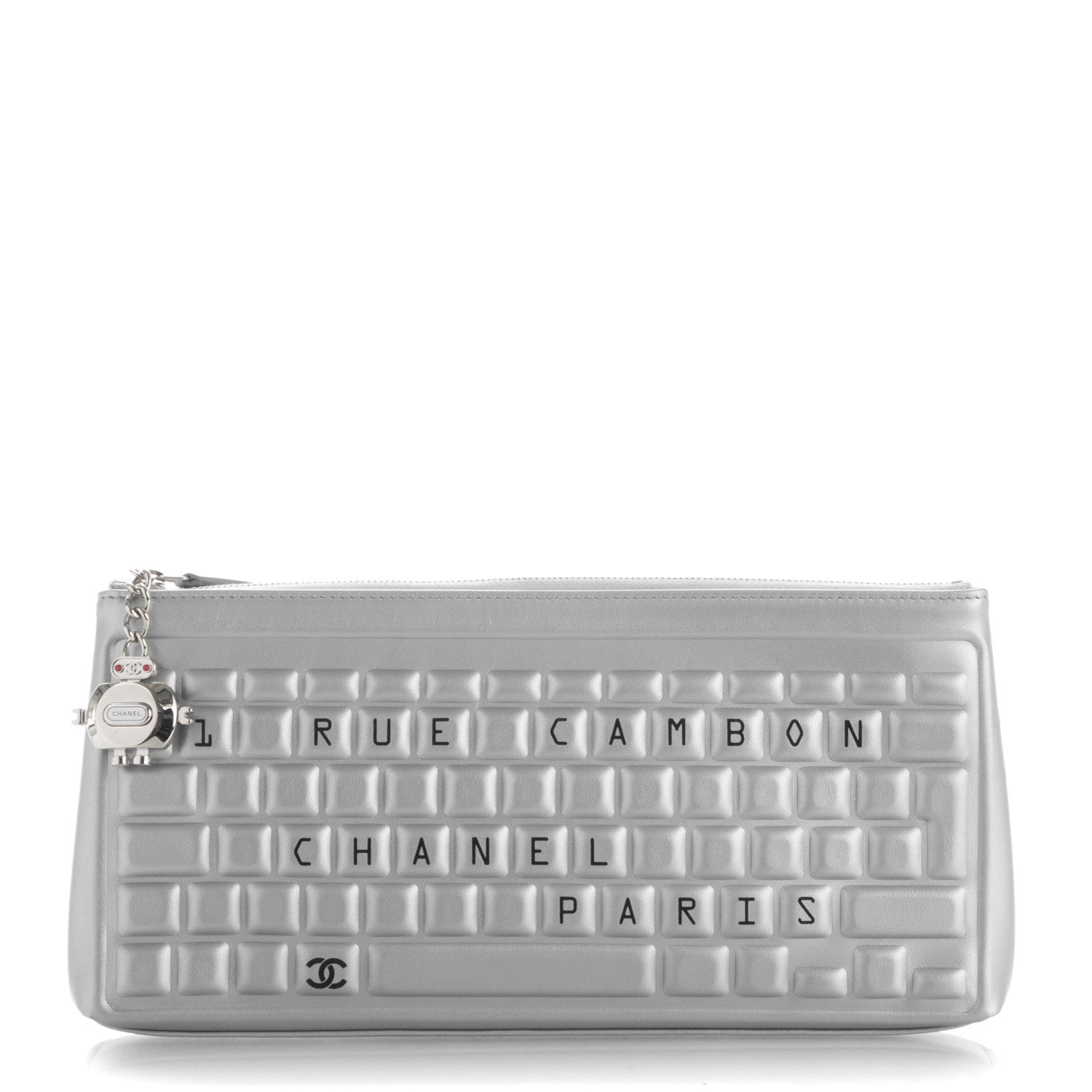 Chanel Metallic Calfskin Keyboard Pouch Silver 1 of 7