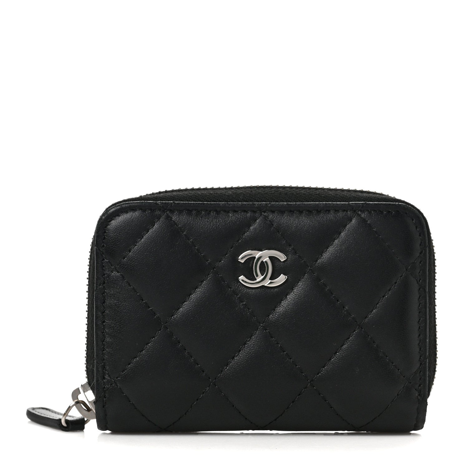Chanel Lambskin Quilted Zip Coin Purse Black 1 of 8