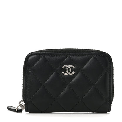 Chanel Lambskin Quilted Zip Coin Purse Black 1 of 8