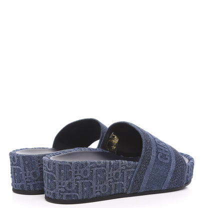 Christian Dior Oblique Denim D-Way Platform Sandal 38 Blue 4 of 9