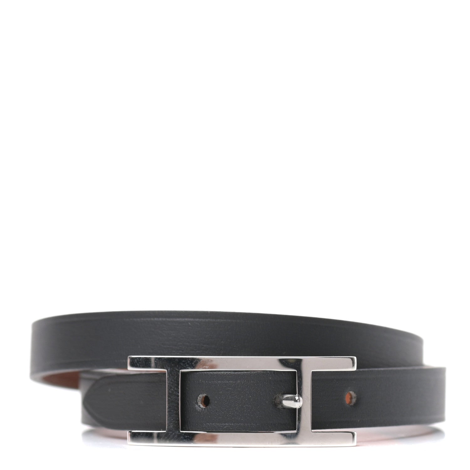 Hermes Chamonix Tadelakt Behapi Double Tour Reversible Bracelet T3 Black Fauve 1 of 4